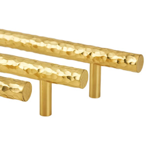 锤击黄铜金色手柄黄铜拉门家具五金橱柜抽屉手柄 - Product Image 2