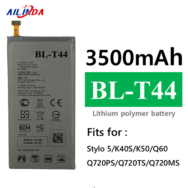 Ilinda Original Quality BL-T44 Mobile Phone Battery for LG Stylo 5 K40S K50 Q60 Q720PS Q720TS Q720MS 3500mAh