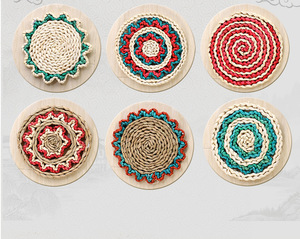 Panier mural Boho décoratif Bulrush tissé décoration murale Art paniers suspendus ronds pour cuisine rustique maison été décorations - Product Image 2