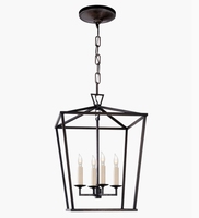 Lustre suspendu YH de style américain en laiton doré et noir, design lanterne élégant pour la maison, ampoule E26, vente en gros