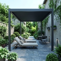 Pergola à lames en acier, structure en aluminium, lames en acier au carbone Q235, réglables manuellement, pare-soleil imperméable, montage facile pour balcon