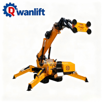 Mini Rubber Track Spider Crane 1.2Ton-20Ton Telescopic Boom Dengan Alat Pemasangan Vakum Penghisap Kaca