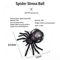 Balle anti-stress araignée scintillante d'Halloween, jouet souple en TPR à presser, nouveauté farce, jouet moelleux anti-stress pour enfants, idéal pour fêtes et décorations.