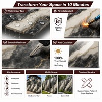 Panneau mural en marbre imperméable 2 mm, panneau mural en PVC UV veiné or 1220x2440 mm, ignifuge, pour hôtel, villa, directement de l'usine