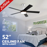 Ventilateur de plafond 1stshine 52 pouces avec pales modernes, télécommande via application mobile, compatible Alexa et Google, robuste, avec éclairage LED