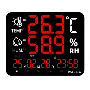 Layar LED Dinding Baru, Termometer Digital, Higrometer, Pengukur Suhu Kelembapan, Jam Alarm, USB, OEM, Plastik - Product Image 1