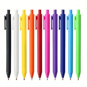 Stylos à bille en plastique multicolores, revêtement caoutchouc, vente en gros, meilleur prix, avec logo personnalisé OEM pour la papeterie - Product Image 1