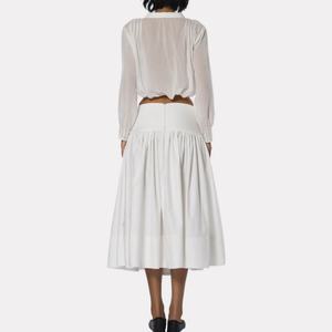 Vestido Maxi Vintage para Mujer, Color Sólido, Talla Grande, Manga Abullonada, Cuello en V, Gasa, Holgado, Cintura Alta, Línea A, con Lazos, para Playa - Product Image 2