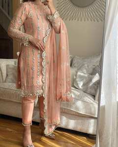 Hermoso Conjunto de Top, Pantalón y Dupatta con Bordado de Lentejuelas para Mujer, Ropa de Seda India y Pakistaní, Estilo Bollywood, para Fiestas, de Secado Rápido - Product Image 6