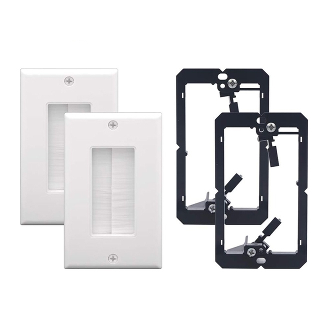 ZOERAX Decorator Brush Cable Pass Through Wall Plate, Single Gang Low Voltage Mount Bracket for Home Audio & Network Cabling