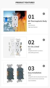 Moderno 5-15R Receptáculos dúplex Salida de latón puro Receptáculos eléctricos 2 Salidas de CA 15A <span class=keywords><strong>Enchufe</strong></span> tipo EE. UU. 125V - Product Image 6