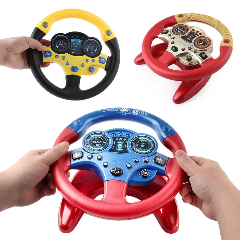 Crianças simulação carro passeio aprendizagem, educacional, efeito de som, volante, brinquedo