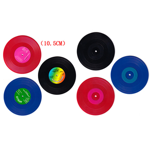 Custom Anti Slip Heat Resistant PP Vinyl Record Coaster 10.5cm Retro Music Theme Drink <b>Mat</b> for Home <b>Bar</b> Cafe Table Decoration - Product Image 4