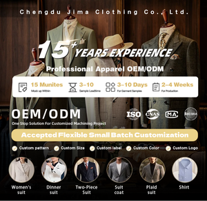 Costume sur mesure pour <span class=keywords><strong>homme</strong></span>, beige à fines rayures, blazer en polyester à revers large, tenue formelle pour mariages printaniers en plein air et événements de club de campagne - Product Image 5