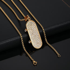 היפ הופ פרוס החוצה cz סקייטבורד בר עמיד למים ללא צבע נירוסטה תכשיטים תליון שרשראות mens זכר - Product Image 4