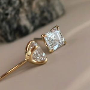 IGI 2ct Asscher kesim 18K sarı altın E/VVS2 Lab yetiştirilen elmas küpe kadınlar için lüks takı - Product Image 4