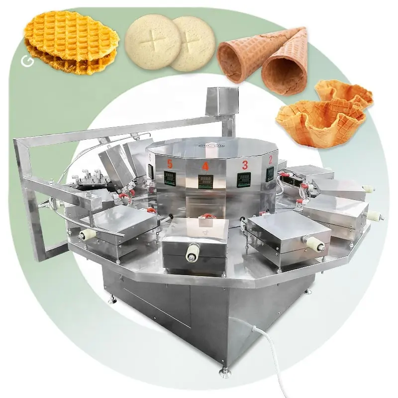 เครื่องทำขนมลูกกลิ้งวาฟเฟิลทำจากสเตนเลสสตีลใช้ในสายการผลิตน้ำตาลแผ่นเวเฟอร์ทรงกรวย