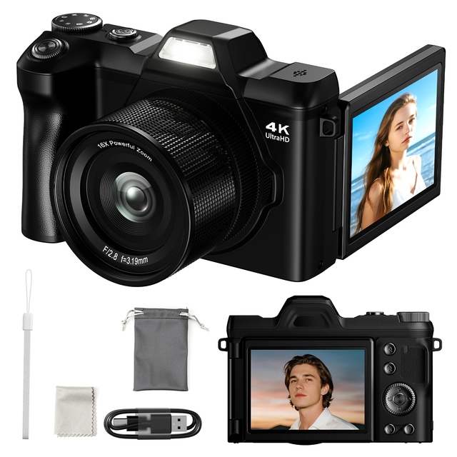 4K Digital 21MP DSLR Camera for Photography With 16X Optical Zoom Autofocus Flash Camera CCD Digital Toy for Content Creators