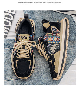 Chaussures pour hommes de style nouveau, tendance et à la mode, broderie imprimée, chaussures décontractées sportives, chaussures confortables à semelle épaisse pour hommes - Product Image 5