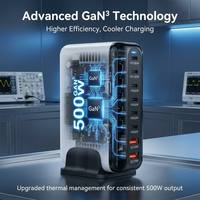 Station de charge rapide multi-ports 8 ports PD QC USB C USB A 500W GaN3 pour ordinateur portable