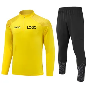 23-24 Soccer Training Tracksuits Men Soccer Wear Football Uniform Sets Club Custom LOGO Soccer Jersey Sportswear Yellow Suit