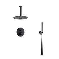Système de douche de luxe chromé 8 pouces pour montage mural ou plafond, ensemble de douche pluie avec mitigeur, système de pommeau de douche pluie pour salle de bain