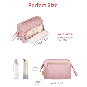 Trousse de maquillage en coton matelassé et polyester personnalisée, portable, matelassée, vintage, avec fermeture à glissière, étanche, résistante au fil, pour ranger le maquillage - Product Image 2