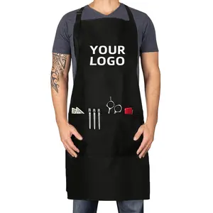 Custom Logo Barbershop Salon Beauty Apron Capes Black Hairdresser Long Barber Apron For Men Pro Design Hair Cutting Barber Apron