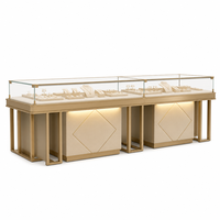 Vitrine de présentation de bijoux en bois et verre personnalisée avec éclairage LED pour les magasins de bijoux en gros