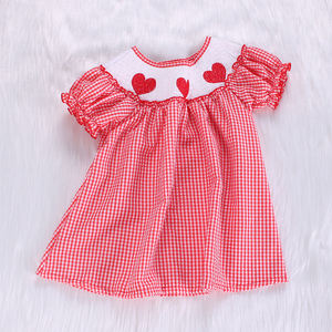 Happy Luoka ODM Boutique Cute Summer Red Heart Baby Girl Dresses - Product Image 3