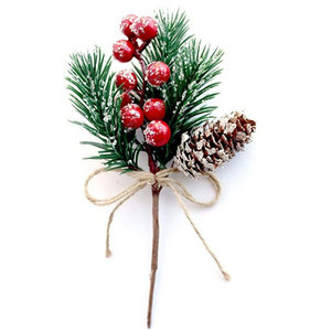Decorazioni natalizie fatte a mano aghi di pino rami di frutta in plastica fiori secchi accessori per biglietti d'auguri decorazioni natalizie - Product Image 1