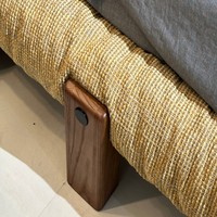 Lit king-size en chêne VONLIVA au design traditionnel et luxueux avec revêtement en tissu - Meubles d'hôtel pour la décoration de la chambre à coucher à domicile