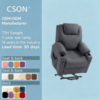Fauteuil inclinable électrique moderne avec fonction de levage pour personnes âgées et massage chauffant, revêtement en tissu, pour la relaxation, structure métallique