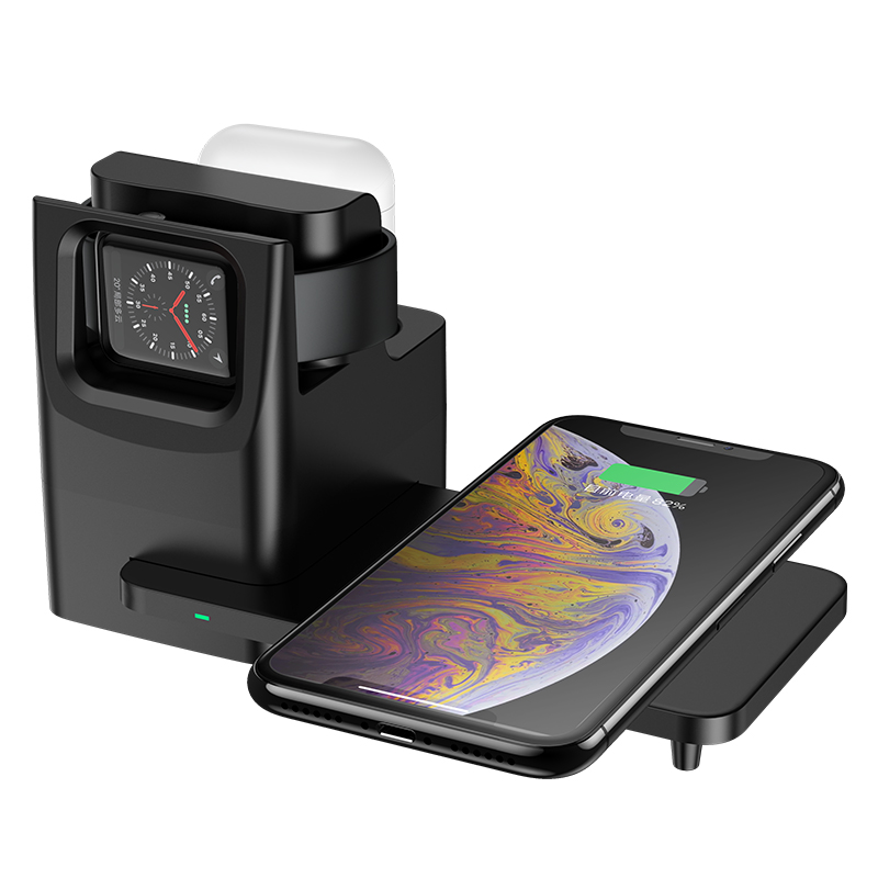 Лидер продаж на Amazon, стандартное беспроводное быстрое зарядное устройство Q1 3 в 1 10 Вт для Airpods, часов и смартфонов