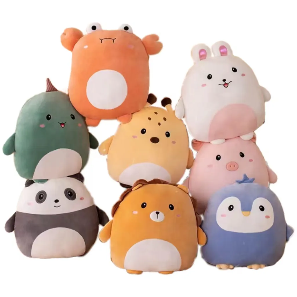 Fábrica al por mayor barato Kawaii suave felpa almohadas animales de peluche juguetes para la decoración del hogar