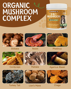 Complément alimentaire 9 en 1 pour chiens - Champignon Turkey Tail pour chiens - avec Turkey Tail, Reishi, Lions Mane - Product Image 3
