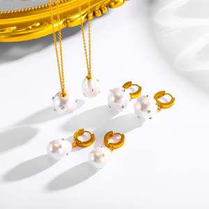 פטינגה אמריקה חוצה גבולות אופנה רטרו אור יוקרה חומר נירוסטה חומר נירוסטה נשים בצורת טיפה יהלומים פנינים - Product Image 2