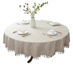 Mantel de mesa de comedor de lujo para el hogar de estilo nórdico, mesa de café para sala de estar, almohadilla redonda de algodón y lino, resistente al agua y al aceite