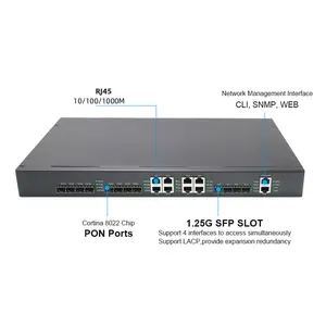 8-портовое веб-управление сетью с двумя портами, сетевое оборудование для отелей EPON OLT для Huawei ZTE ONU