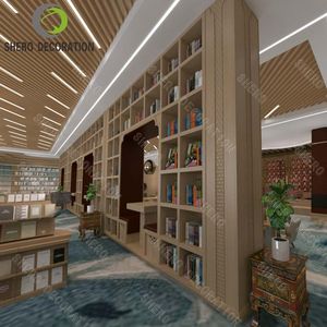Modern Library Design Bookstore Bookshelves Customized Wooden Metal Library Furniture Bookshelf For Bookstore Display - Product Image 5