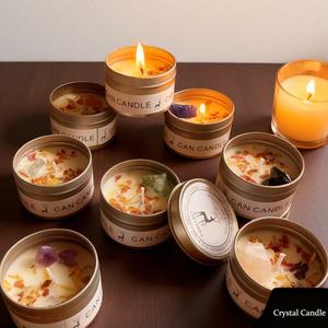 เทียนหอมคริสตัลหินอโรมาเธอราพีจากขี้ผึ้งถั่วเหลืองในกระป๋องเหล็กพิมพ์โลโก้ตามสั่ง สำหรับตกแต่งบ้าน - Product Image 4