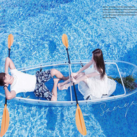 Kayak tandem transparent de 11 pieds en matériau PC transparent, kayaks pour 2 personnes pour le divertissement