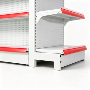 Étagère gondole métallique robuste à 4 niveaux, autoportante, pour supermarché, avec étagères réglables, revêtement en poudre époxy - Product Image 2