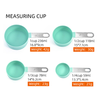 Ensemble de 8 tasses à mesurer et cuillères en plastique avec poignée en métal pour mesurer les ingrédients secs et liquides de cuisine