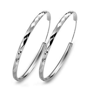 E1928 White Gold <b>Hoop</b> <b>Earrings</b> Classic Unisex <b>Fine</b> Jewelry 10mm Diameter - Product Image 4