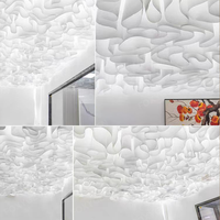 Plafond en tissu texturé français, éléments ondulés en papier, effet vent, cercle, Tyvek, fibre de verre