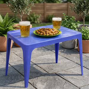 Table de salle à manger extérieure en plastique PP, multicolores, empilables, légères, imperméables, durables, robustes, design minimaliste pour hôpital, hôtel - Product Image 3