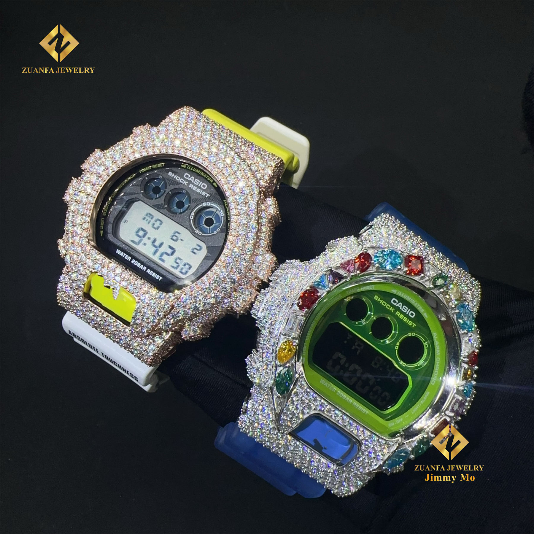 หินหลากสี + แถบสีฟ้า