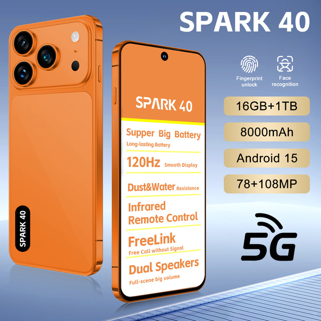 SPARK 40 Global Version 5G Smartphone 7.3" 8000mAh 78MP+108MP Face ID Unlocked Phone