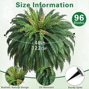<span class=keywords><strong>Fougère</strong></span> artificielle réaliste de Boston, 28 pouces, 96 feuilles, grande, en soie, résistante à la <span class=keywords><strong>d</strong></span>écoloration, aux UV et à l'<span class=keywords><strong>eau</strong></span>, 1 pièce, pour suspension extérieure - Product Image 5